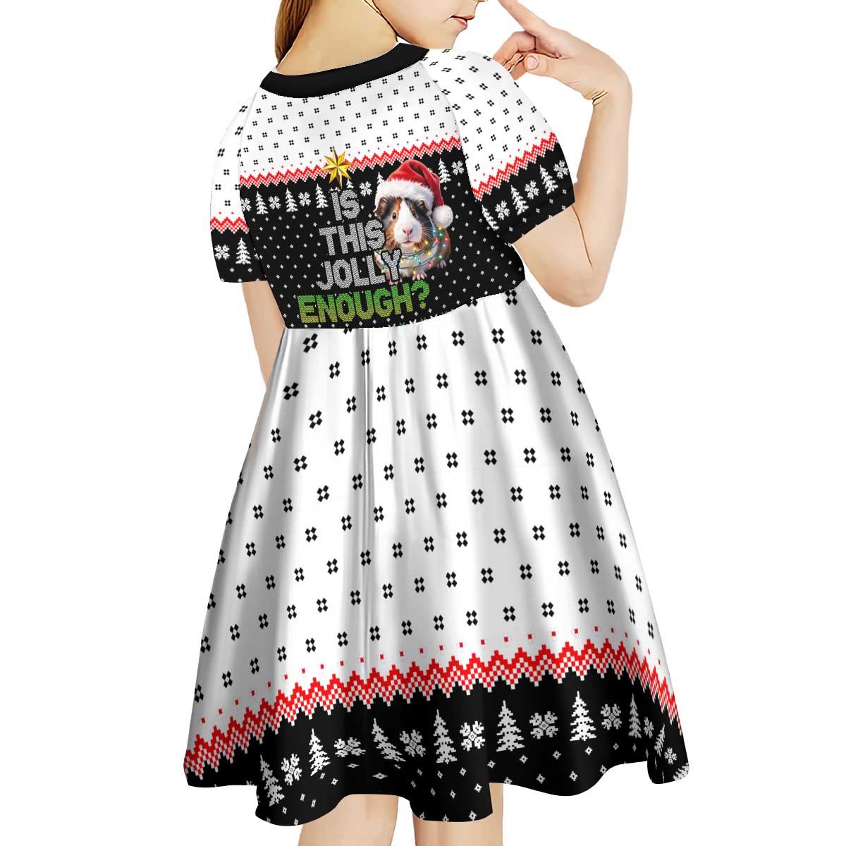 Christmas Is It Jolly Enough Guinea Pig Kid Short Sleeve Dress Xmas Holiday Patterns - Wonder Print Shop