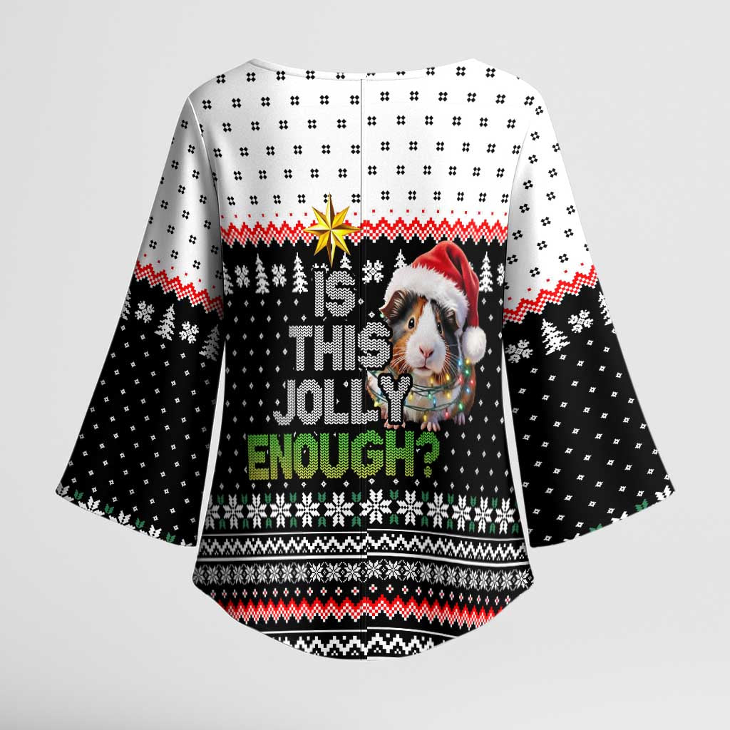 Christmas Is It Jolly Enough Guinea Pig Kimono Sleeve Blouse Xmas Holiday Patterns - Wonder Print Shop