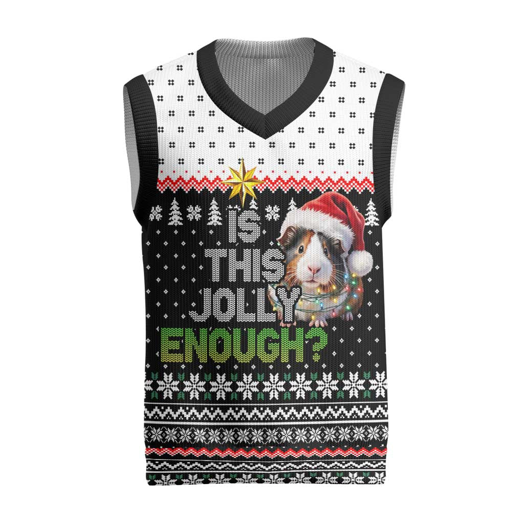 Christmas Is It Jolly Enough Guinea Pig Christmas Knitted V-Neck Vest Xmas Holiday Patterns - Wonder Print Shop