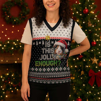 Christmas Is It Jolly Enough Guinea Pig Christmas Knitted V-Neck Vest Xmas Holiday Patterns - Wonder Print Shop