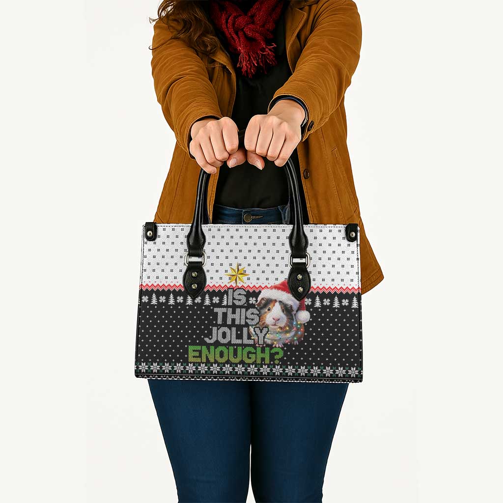 Christmas Is It Jolly Enough Guinea Pig Leather Bag Xmas Holiday Patterns - Wonder Print Shop