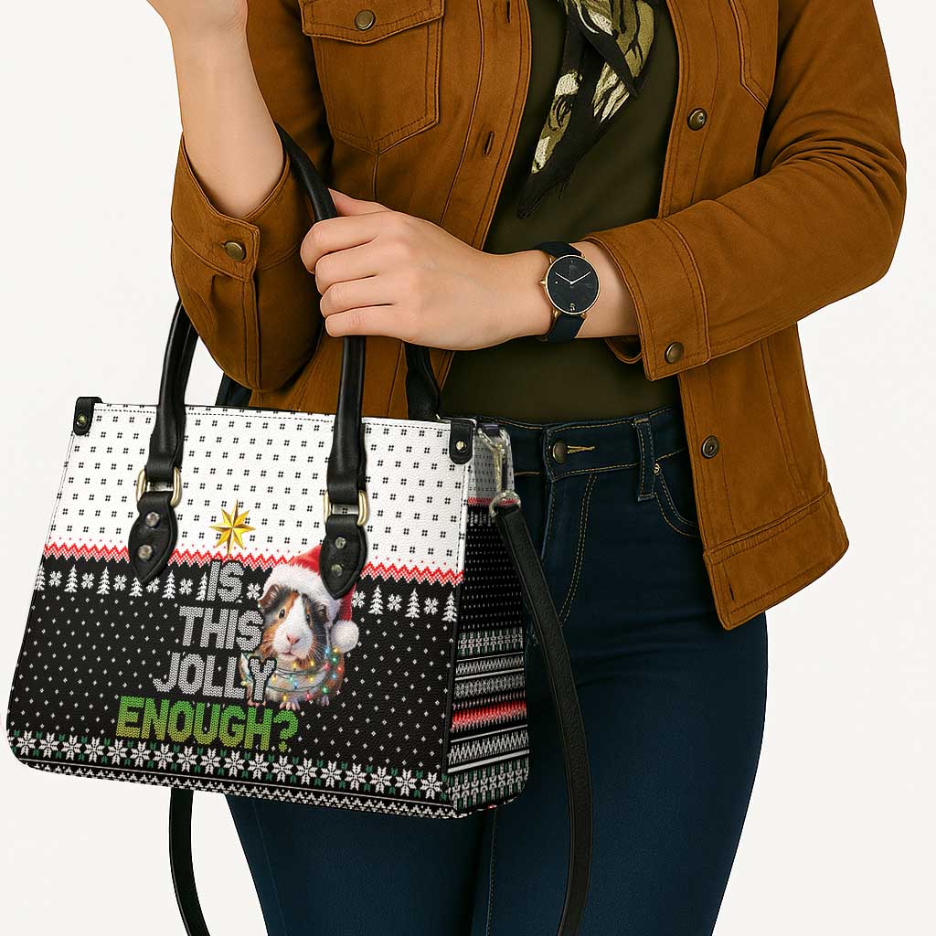 Christmas Is It Jolly Enough Guinea Pig Leather Bag Xmas Holiday Patterns - Wonder Print Shop