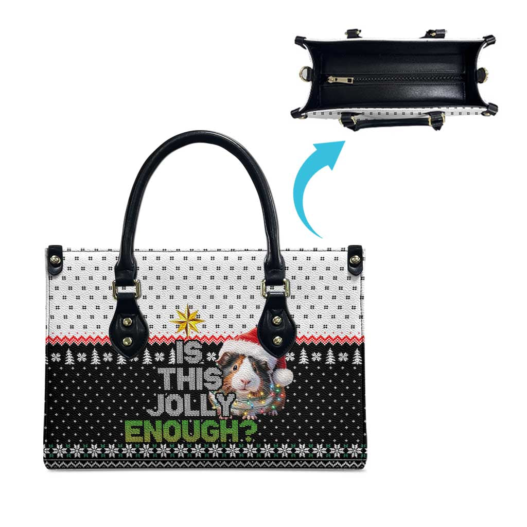 Christmas Is It Jolly Enough Guinea Pig Leather Bag Xmas Holiday Patterns - Wonder Print Shop