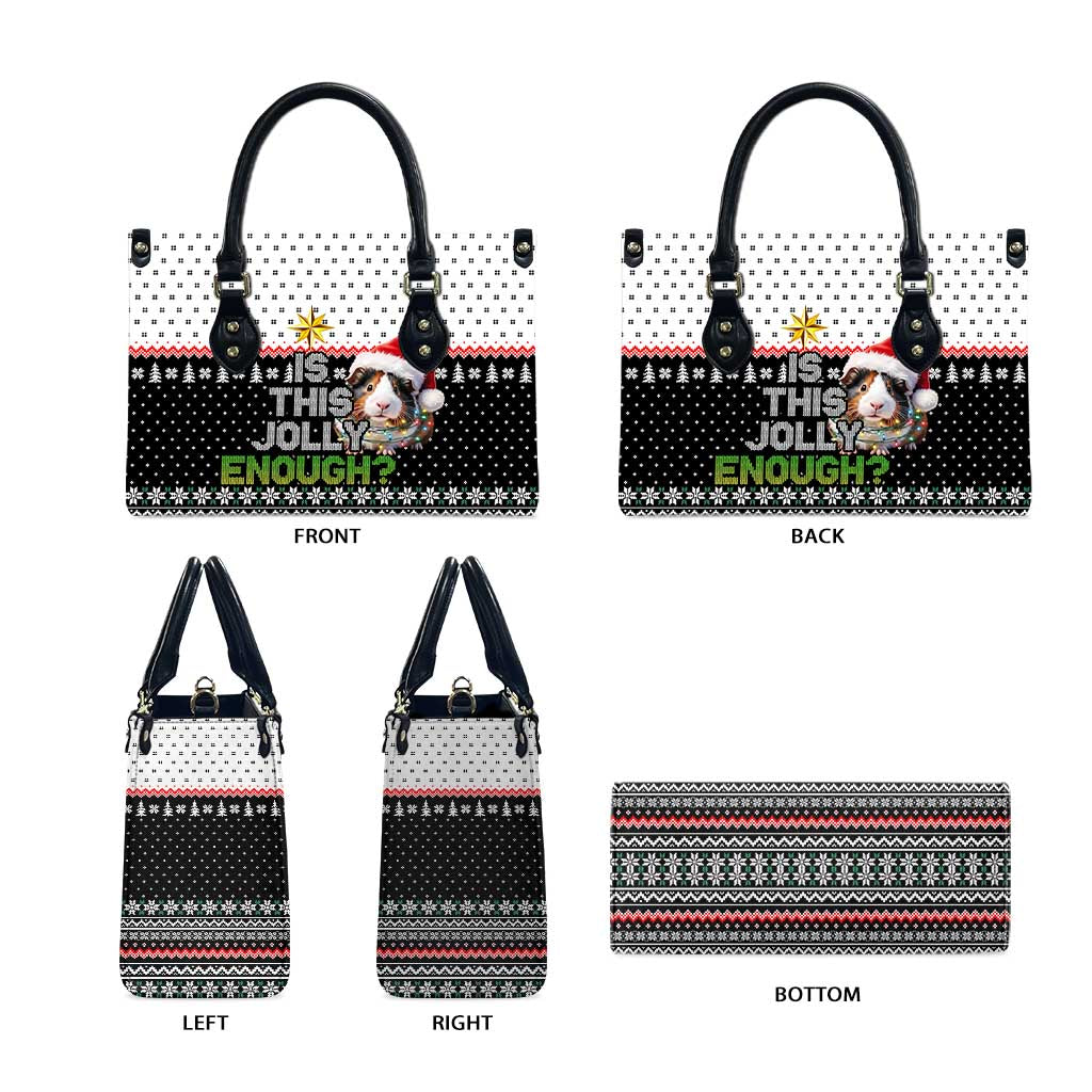 Christmas Is It Jolly Enough Guinea Pig Leather Bag Xmas Holiday Patterns - Wonder Print Shop