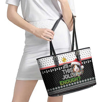 Christmas Is It Jolly Enough Guinea Pig Leather Tote Bag Xmas Holiday Patterns - Wonder Print Shop