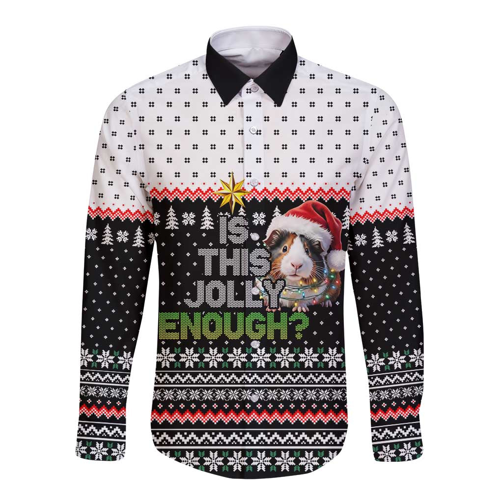 Christmas Is It Jolly Enough Guinea Pig Long Sleeve Button Shirt Xmas Holiday Patterns - Wonder Print Shop