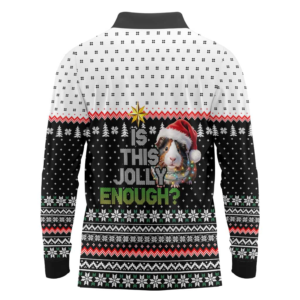 Christmas Is It Jolly Enough Guinea Pig Long Sleeve Polo Shirt Xmas Holiday Patterns - Wonder Print Shop