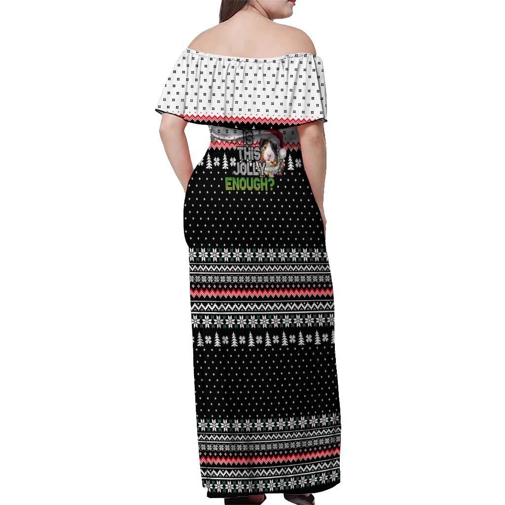 Christmas Is It Jolly Enough Guinea Pig Off Shoulder Maxi Dress Xmas Holiday Patterns - Wonder Print Shop