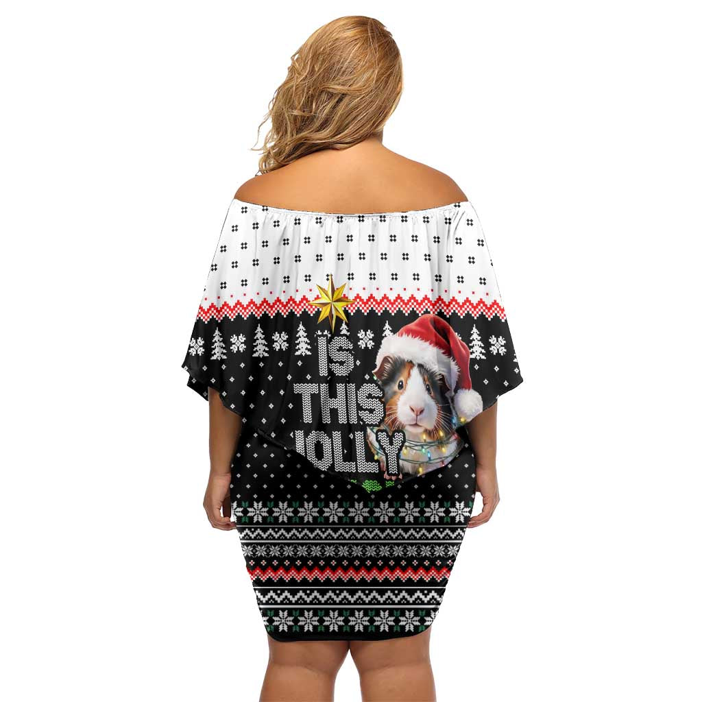 Christmas Is It Jolly Enough Guinea Pig Off Shoulder Short Dress Xmas Holiday Patterns - Wonder Print Shop