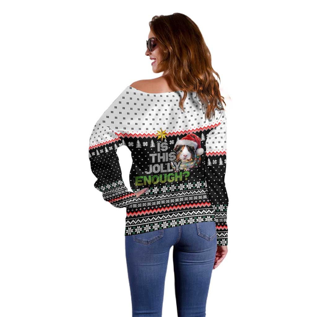 Christmas Is It Jolly Enough Guinea Pig Off Shoulder Sweater Xmas Holiday Patterns - Wonder Print Shop