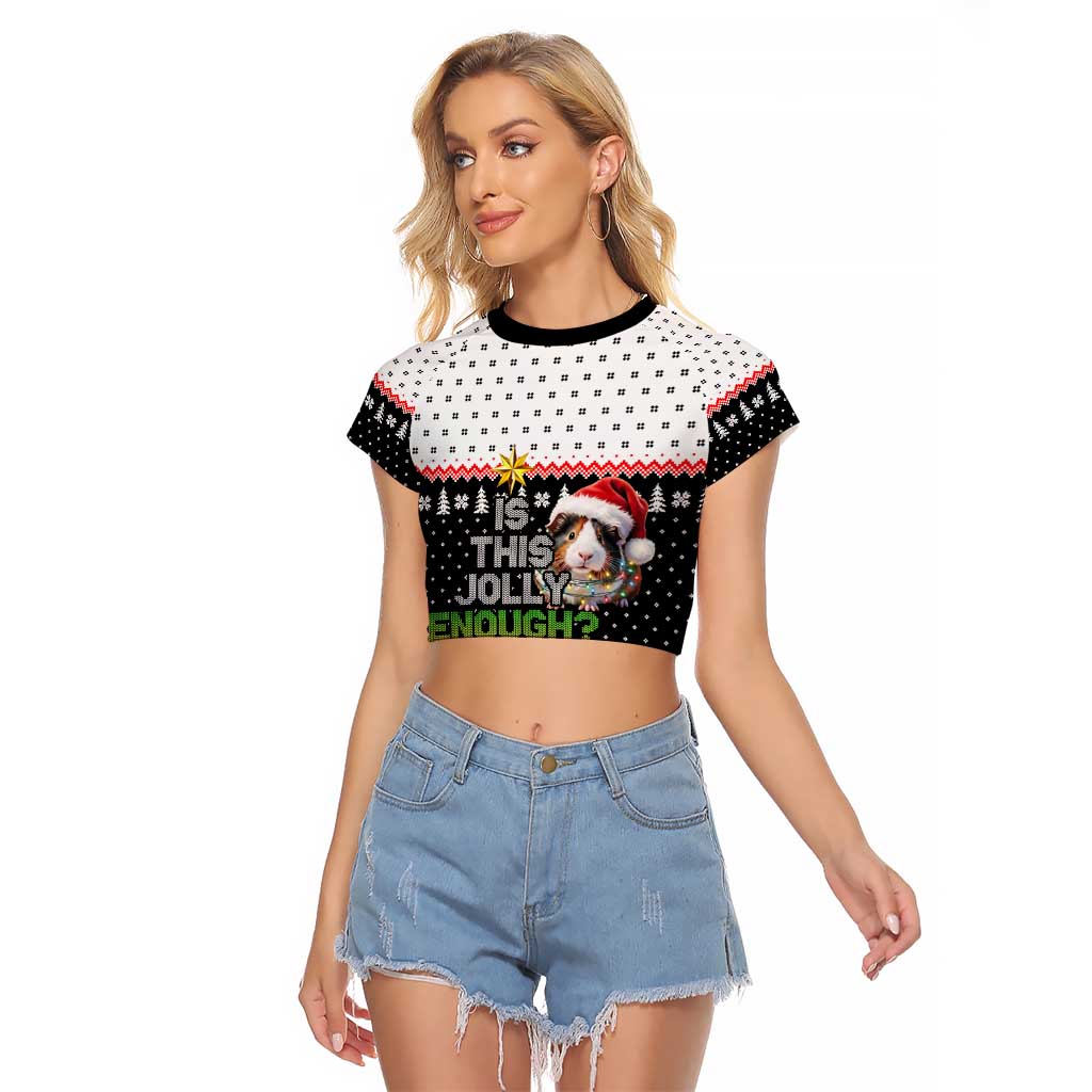 Christmas Is It Jolly Enough Guinea Pig Raglan Cropped T Shirt Xmas Holiday Patterns - Wonder Print Shop