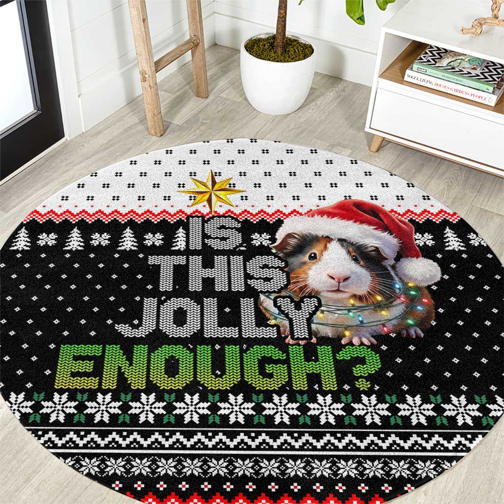 Christmas Is It Jolly Enough Guinea Pig Round Carpet Xmas Holiday Patterns - Wonder Print Shop