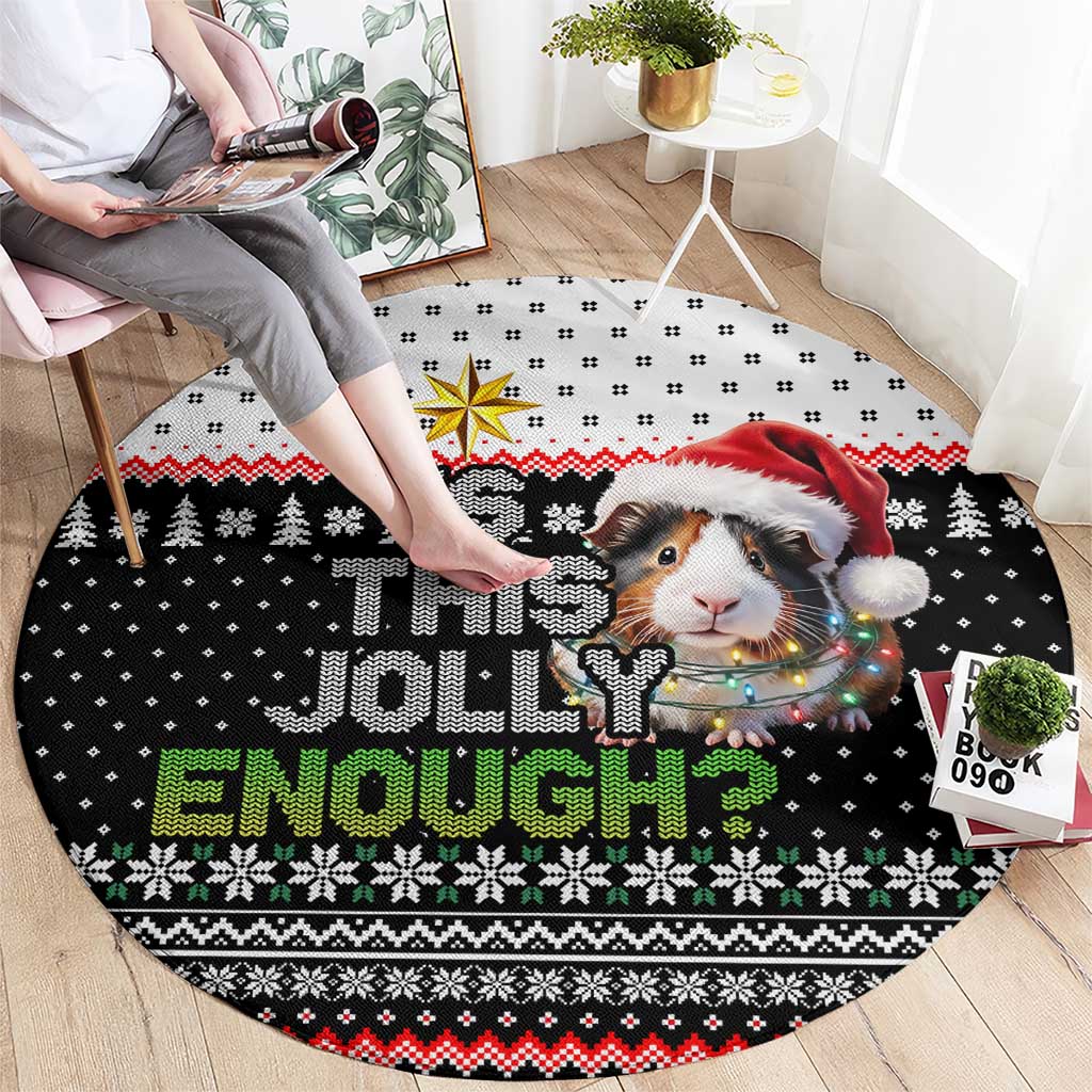 Christmas Is It Jolly Enough Guinea Pig Round Carpet Xmas Holiday Patterns - Wonder Print Shop