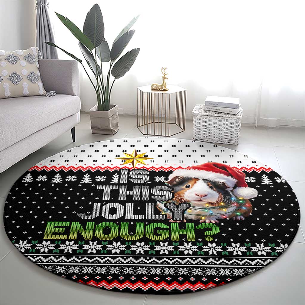 Christmas Is It Jolly Enough Guinea Pig Round Carpet Xmas Holiday Patterns - Wonder Print Shop