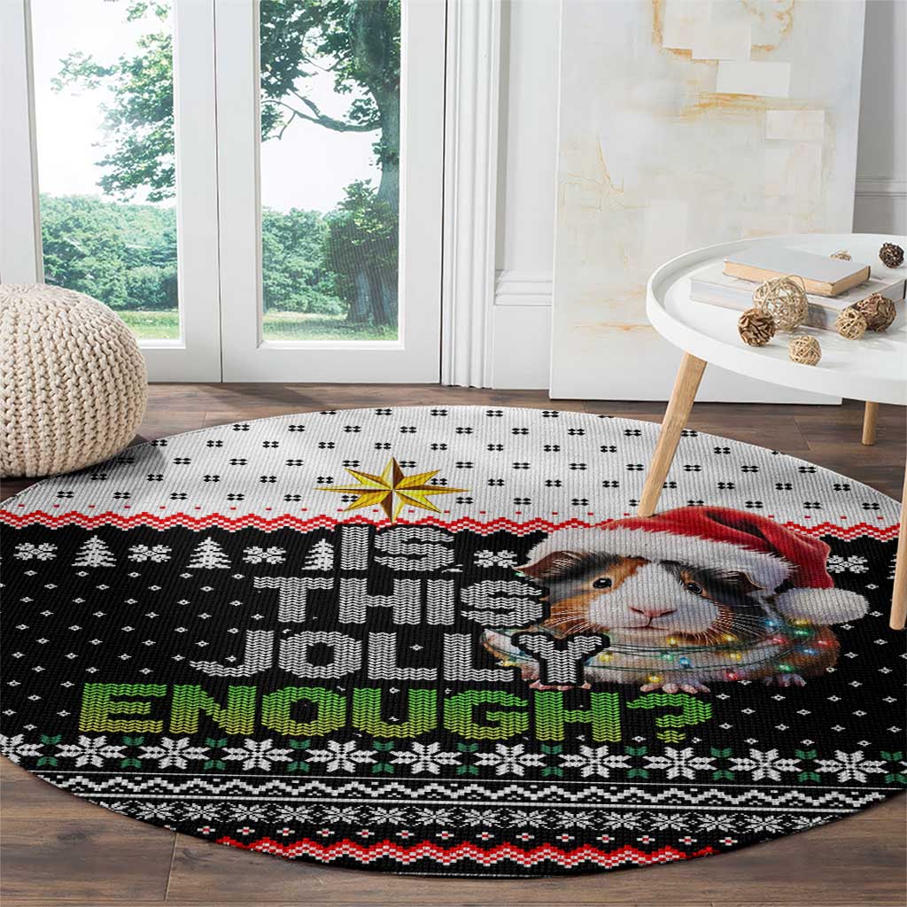 Christmas Is It Jolly Enough Guinea Pig Round Carpet Xmas Holiday Patterns - Wonder Print Shop