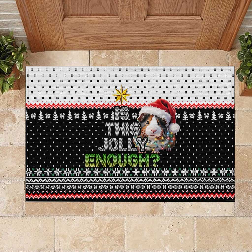 Christmas Is It Jolly Enough Guinea Pig Rubber Doormat Xmas Holiday Patterns - Wonder Print Shop