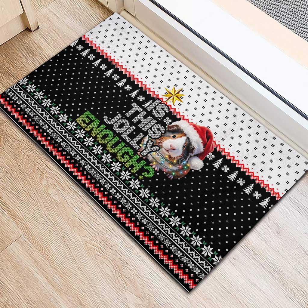 Christmas Is It Jolly Enough Guinea Pig Rubber Doormat Xmas Holiday Patterns - Wonder Print Shop