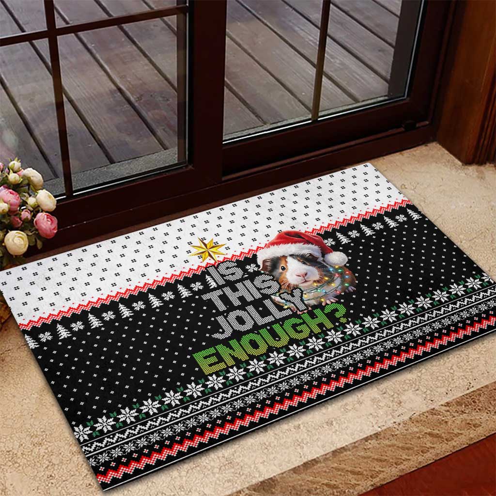 Christmas Is It Jolly Enough Guinea Pig Rubber Doormat Xmas Holiday Patterns - Wonder Print Shop