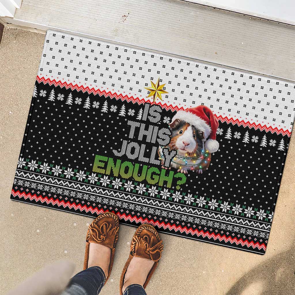 Christmas Is It Jolly Enough Guinea Pig Rubber Doormat Xmas Holiday Patterns - Wonder Print Shop