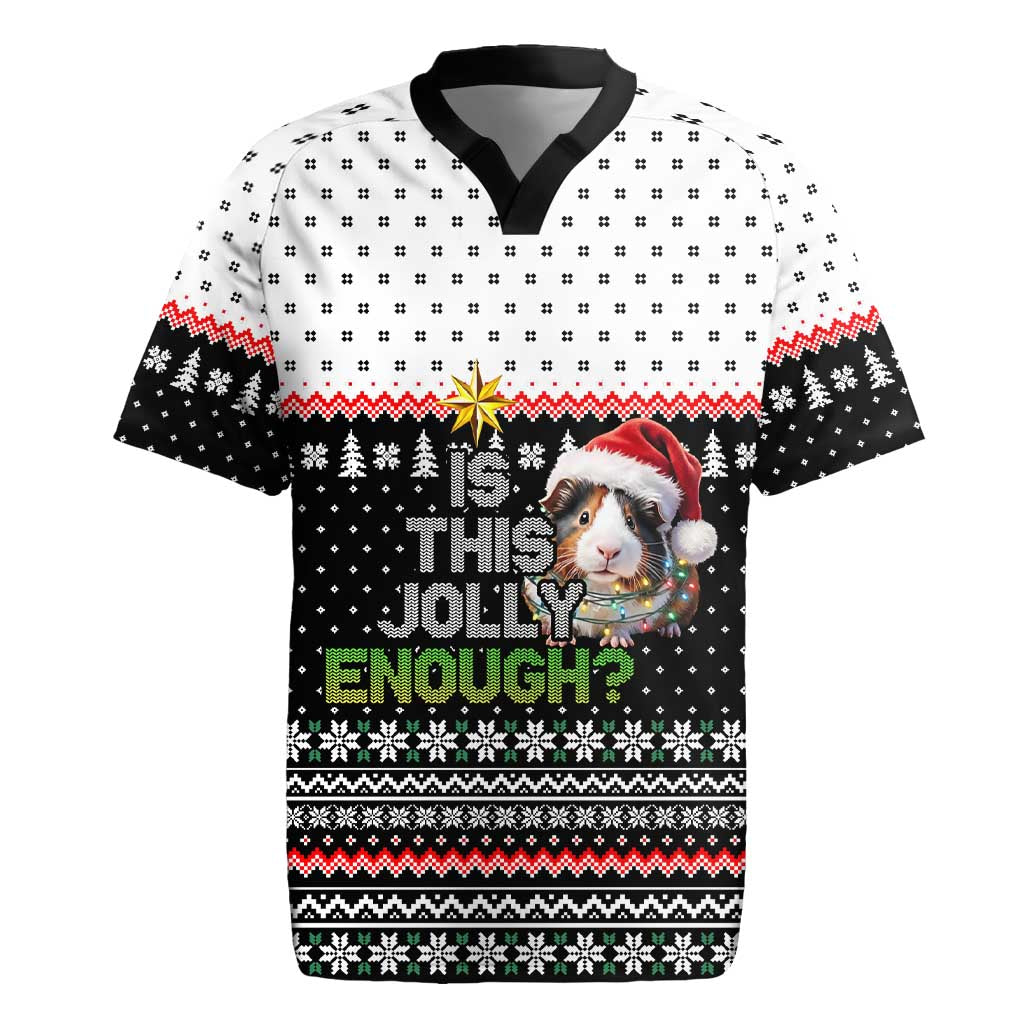 Christmas Is It Jolly Enough Guinea Pig Rugby Jersey Xmas Holiday Patterns - Wonder Print Shop