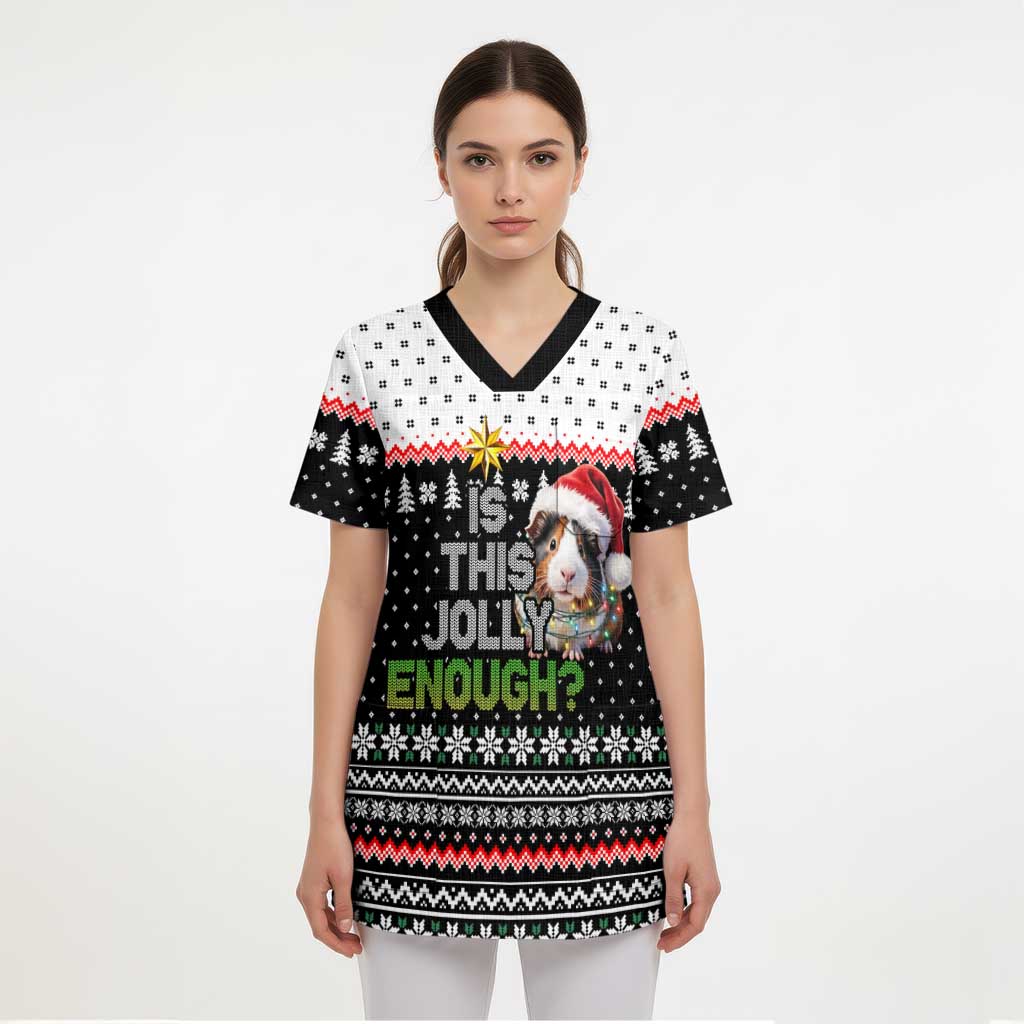 Christmas Is It Jolly Enough Guinea Pig Scrub Top Xmas Holiday Patterns - Wonder Print Shop