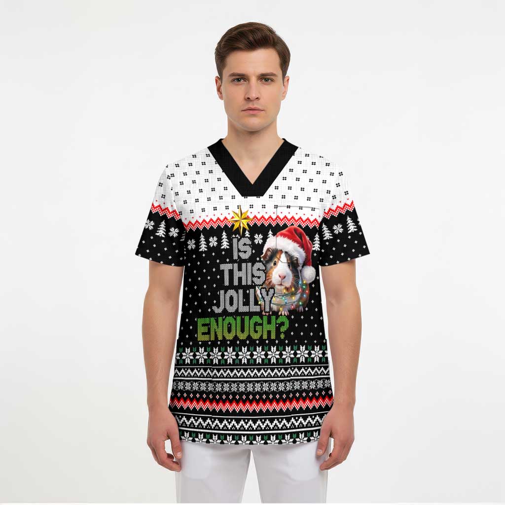 Christmas Is It Jolly Enough Guinea Pig Scrub Top Xmas Holiday Patterns - Wonder Print Shop