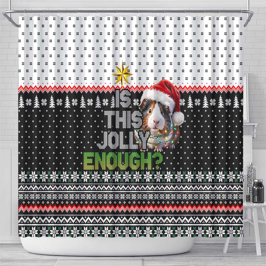 Christmas Is It Jolly Enough Guinea Pig Shower Curtain Xmas Holiday Patterns - Wonder Print Shop