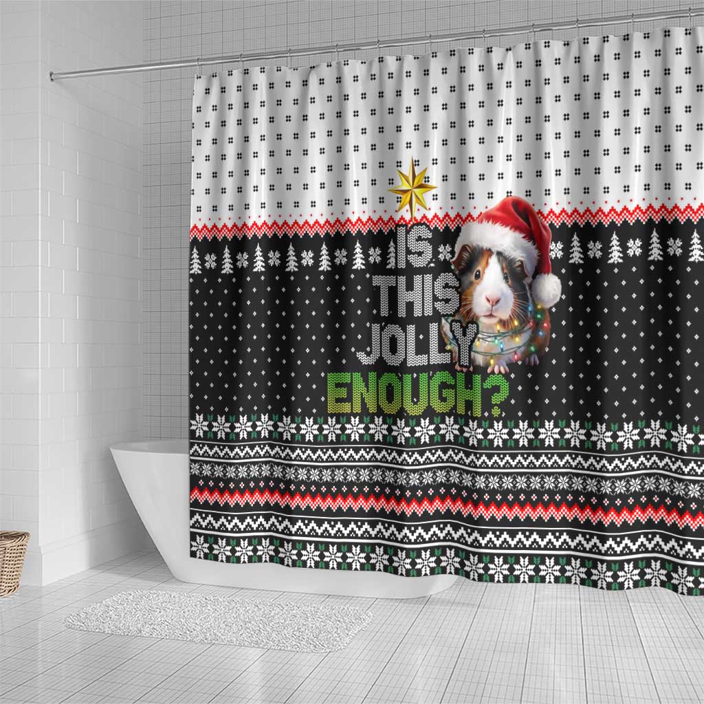 Christmas Is It Jolly Enough Guinea Pig Shower Curtain Xmas Holiday Patterns - Wonder Print Shop