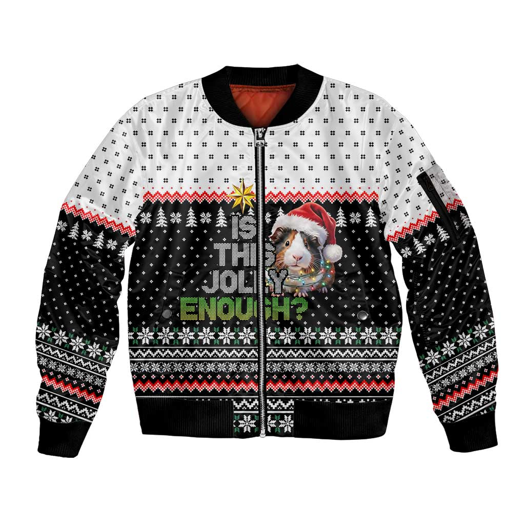 Christmas Is It Jolly Enough Guinea Pig Sleeve Zip Bomber Jacket Xmas Holiday Patterns - Wonder Print Shop