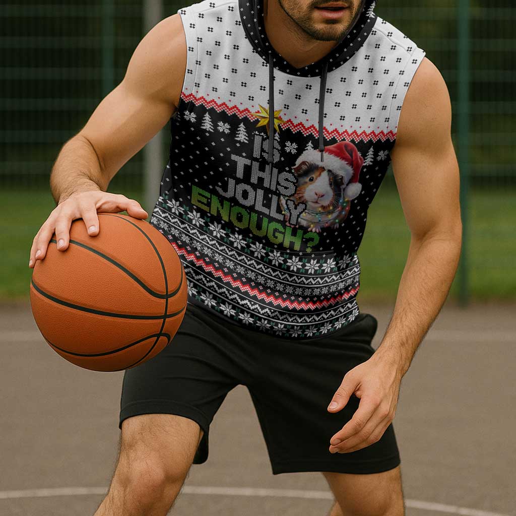 Christmas Is It Jolly Enough Guinea Pig Sleeveless Hoodie Xmas Holiday Patterns - Wonder Print Shop