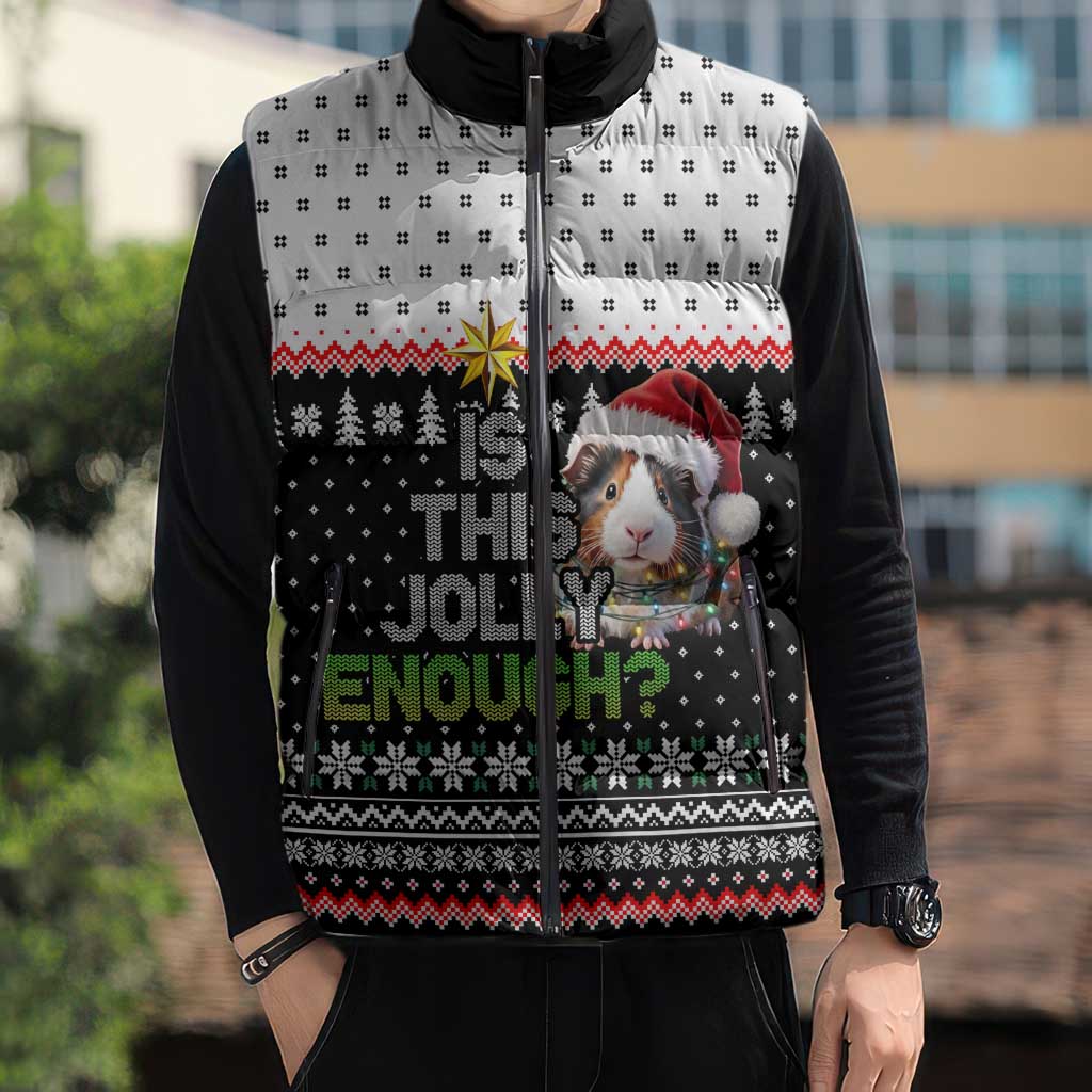 Christmas Is It Jolly Enough Guinea Pig Sleeveless Puffer Jacket Xmas Holiday Patterns - Wonder Print Shop