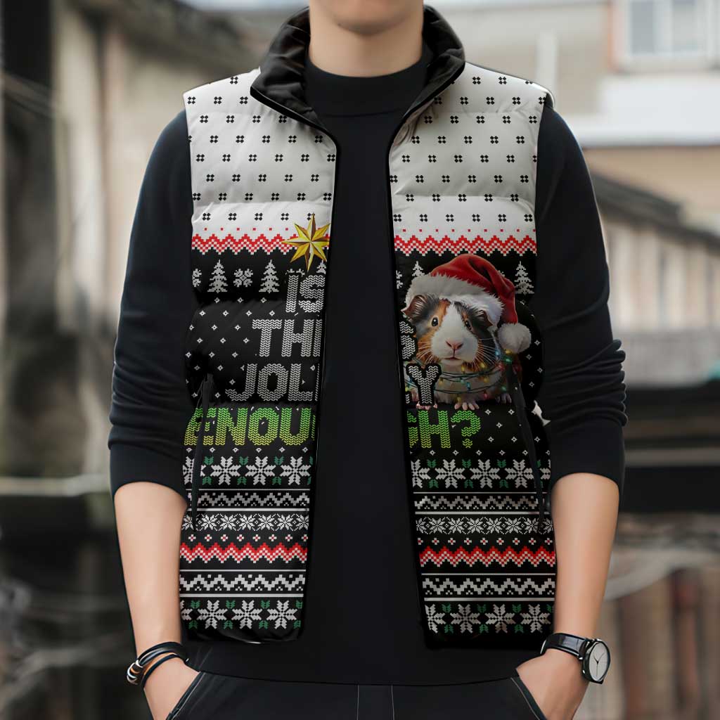 Christmas Is It Jolly Enough Guinea Pig Sleeveless Puffer Jacket Xmas Holiday Patterns - Wonder Print Shop