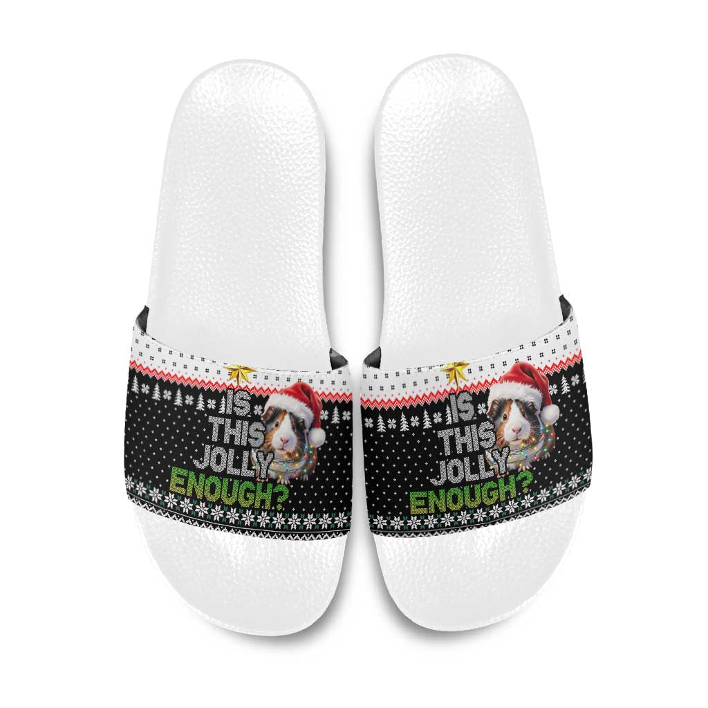 Christmas Is It Jolly Enough Guinea Pig Slide Sandals Xmas Holiday Patterns - Wonder Print Shop