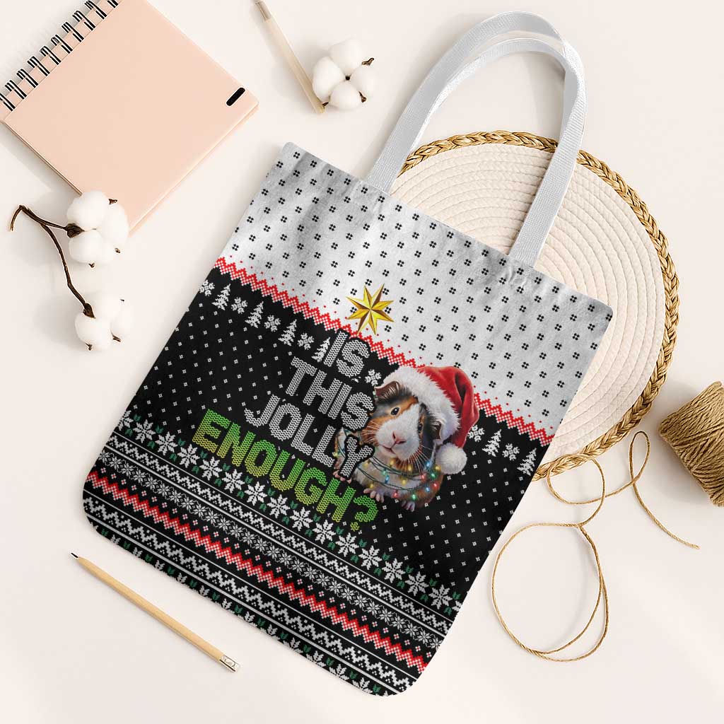 Christmas Is It Jolly Enough Guinea Pig Tote Bag Xmas Holiday Patterns - Wonder Print Shop