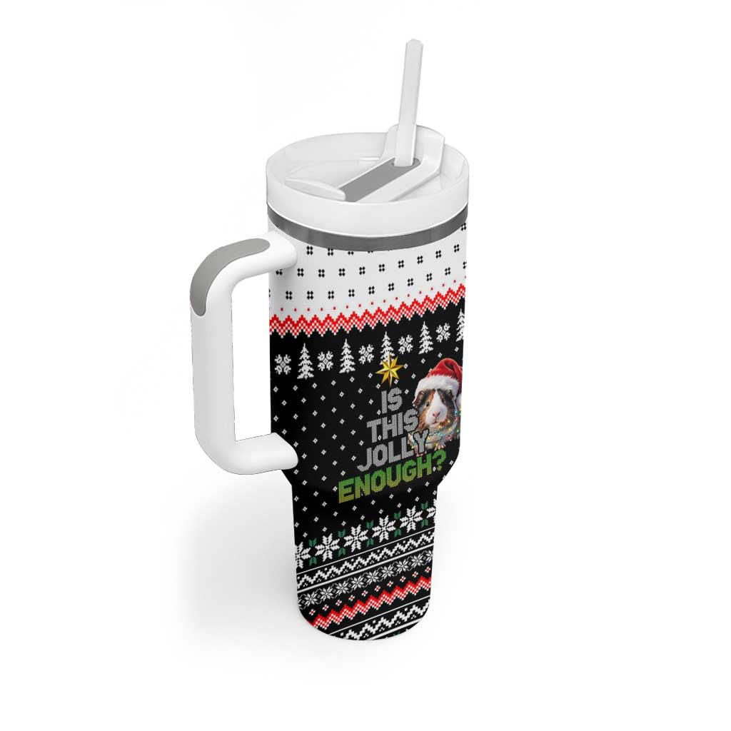 Christmas Is It Jolly Enough Guinea Pig Tumbler With Handle Xmas Holiday Patterns - Wonder Print Shop