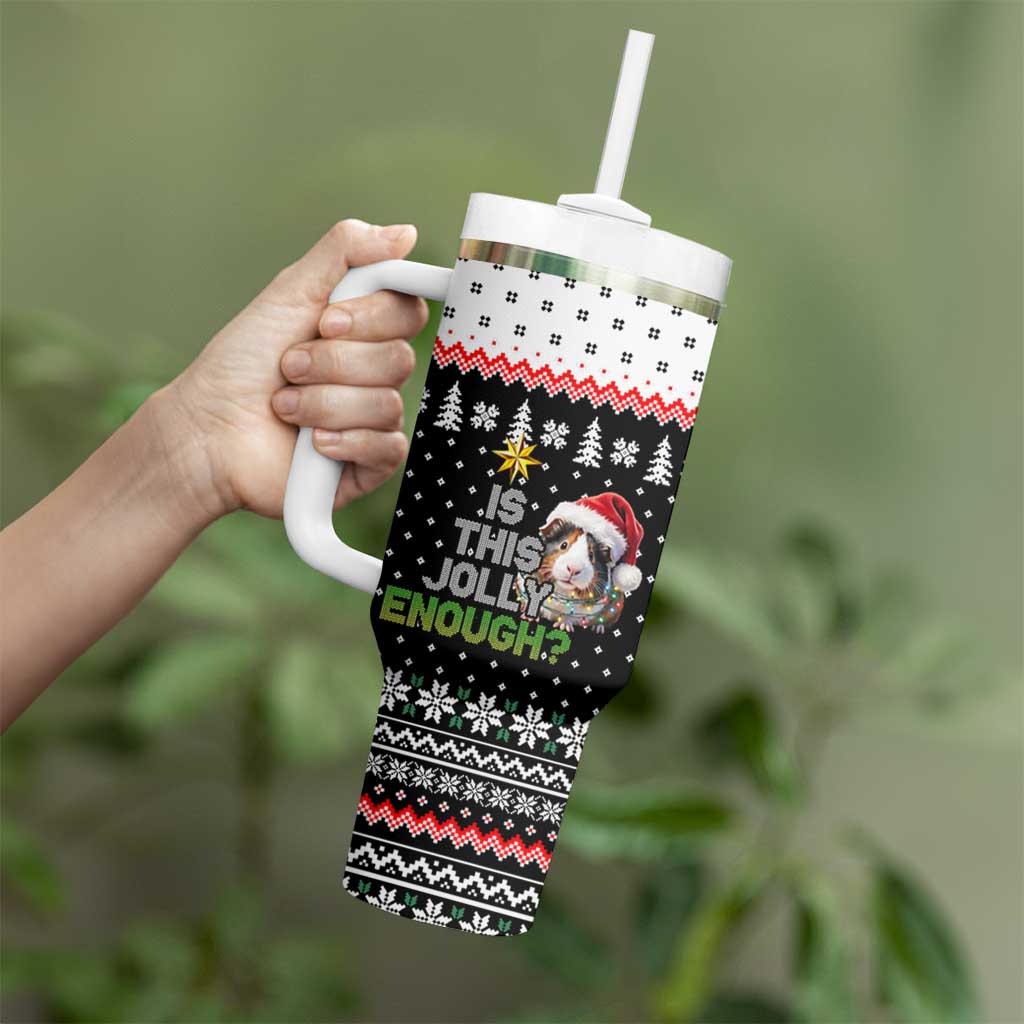 Christmas Is It Jolly Enough Guinea Pig Tumbler With Handle Xmas Holiday Patterns - Wonder Print Shop