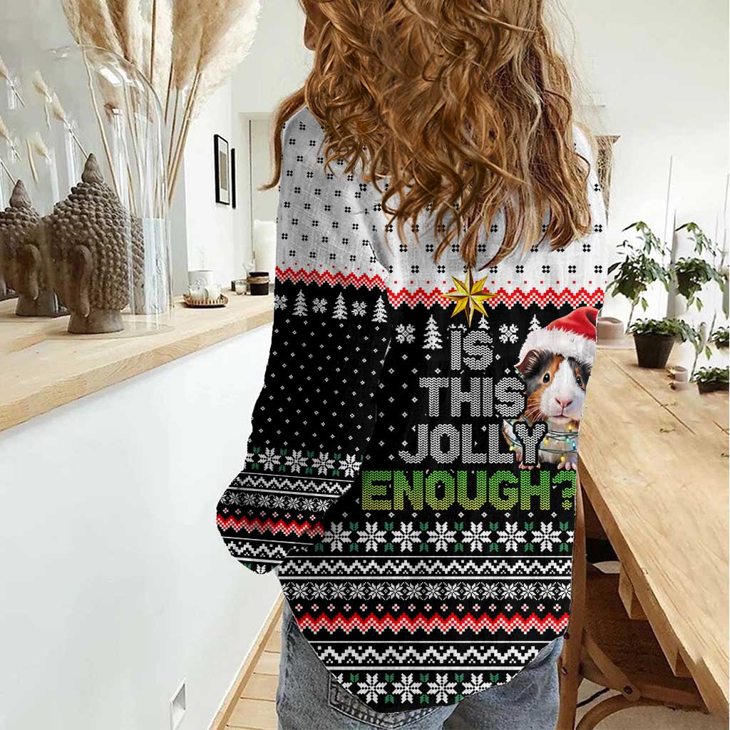 Christmas Is It Jolly Enough Guinea Pig Women Casual Shirt Xmas Holiday Patterns - Wonder Print Shop