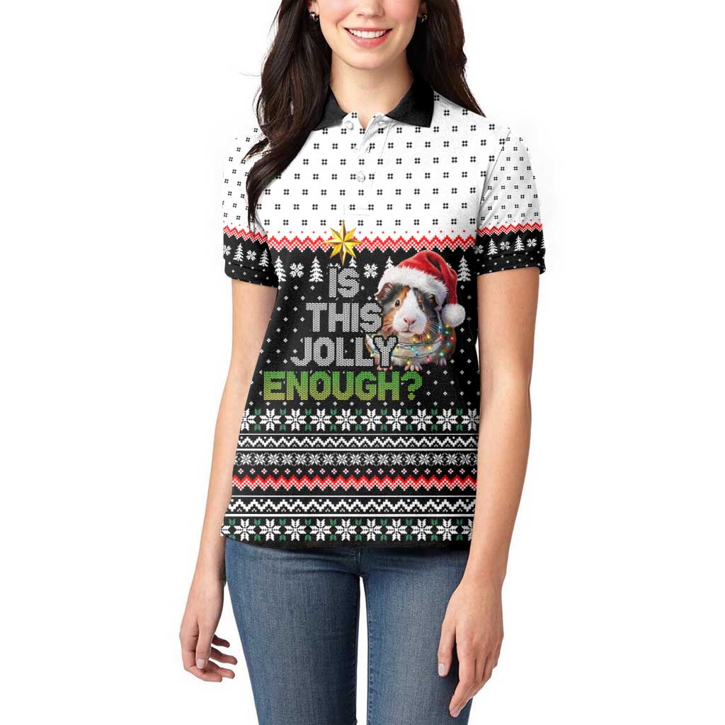 Christmas Is It Jolly Enough Guinea Pig Women Polo Shirt Xmas Holiday Patterns - Wonder Print Shop
