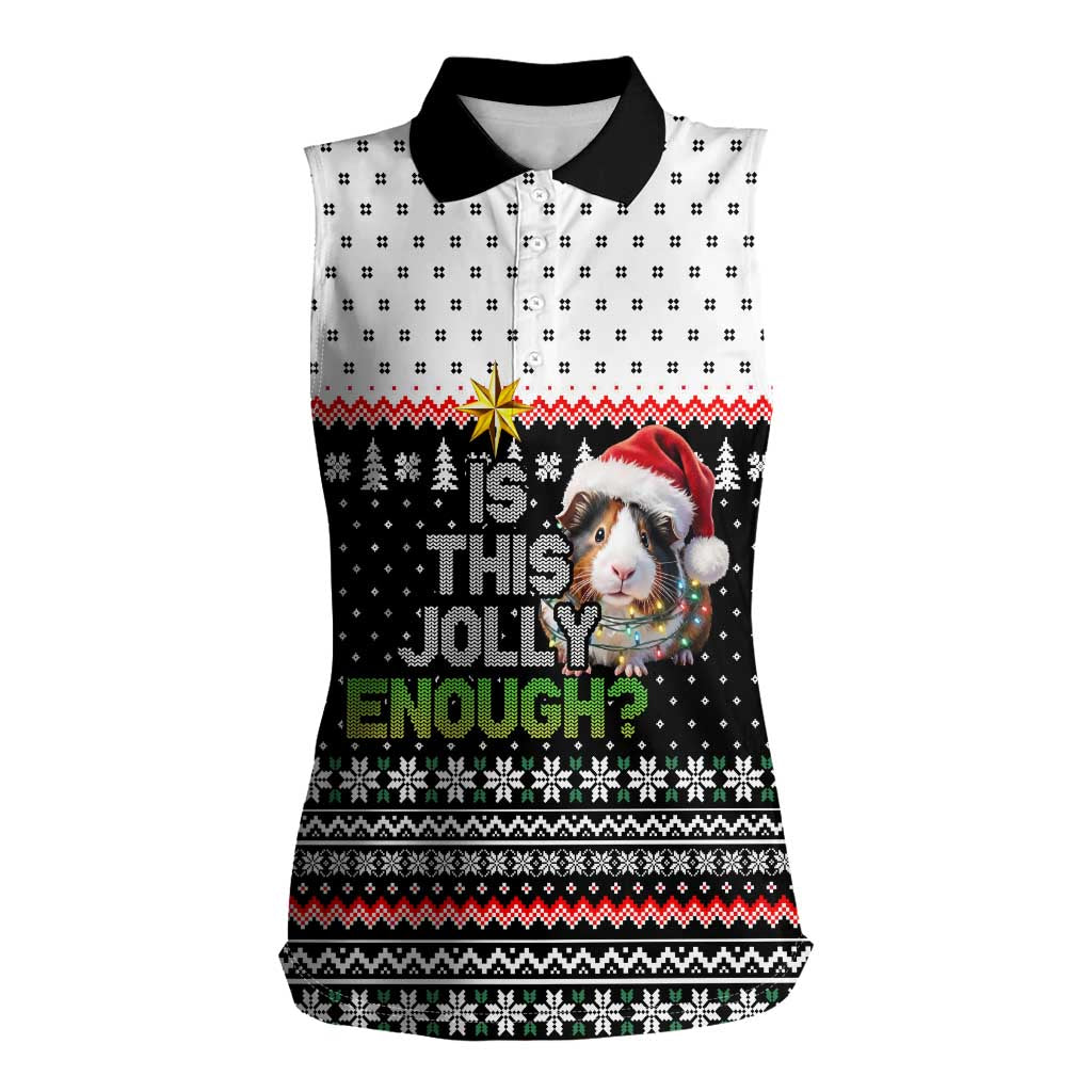 Christmas Is It Jolly Enough Guinea Pig Women Sleeveless Polo Shirt Xmas Holiday Patterns - Wonder Print Shop