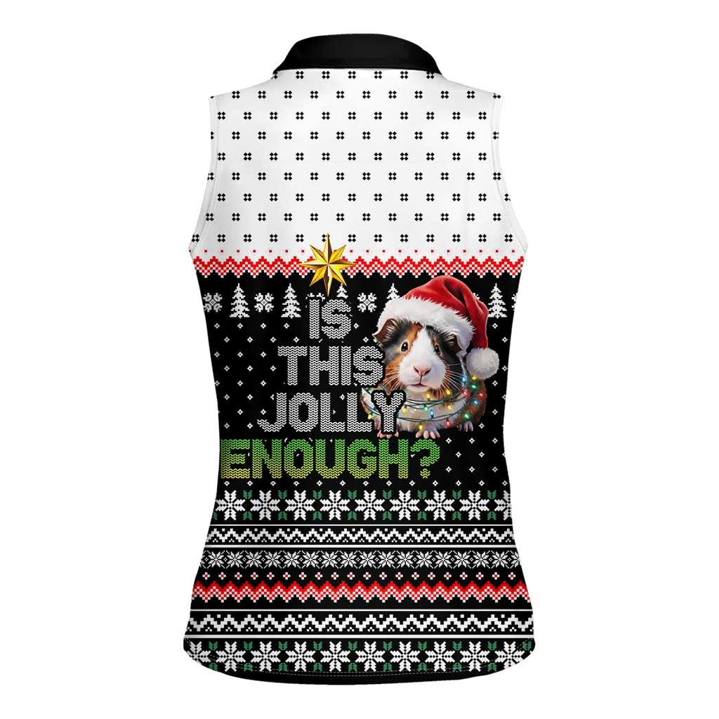 Christmas Is It Jolly Enough Guinea Pig Women Sleeveless Polo Shirt Xmas Holiday Patterns - Wonder Print Shop