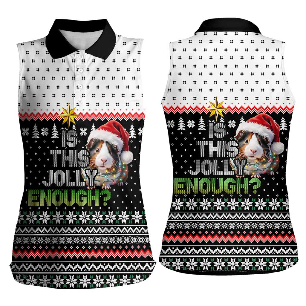Christmas Is It Jolly Enough Guinea Pig Women Sleeveless Polo Shirt Xmas Holiday Patterns - Wonder Print Shop