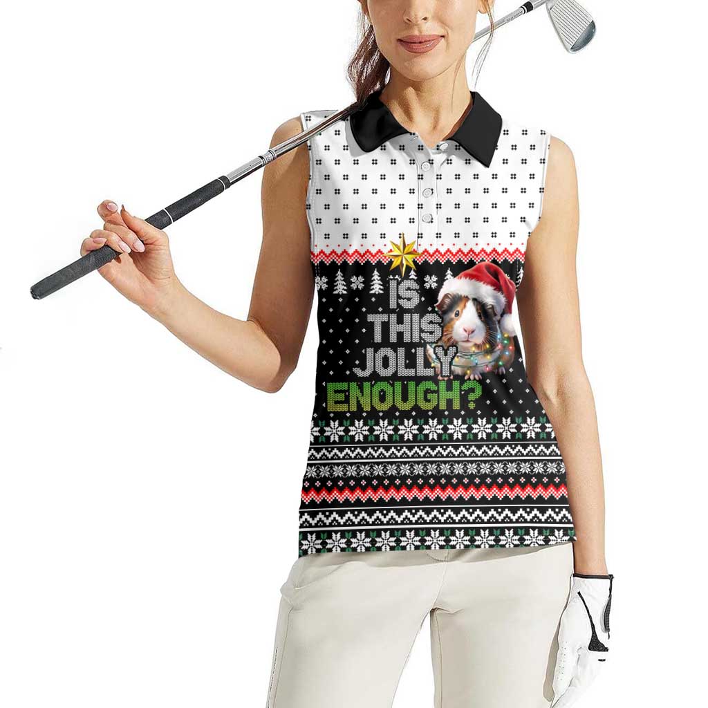 Christmas Is It Jolly Enough Guinea Pig Women Sleeveless Polo Shirt Xmas Holiday Patterns - Wonder Print Shop