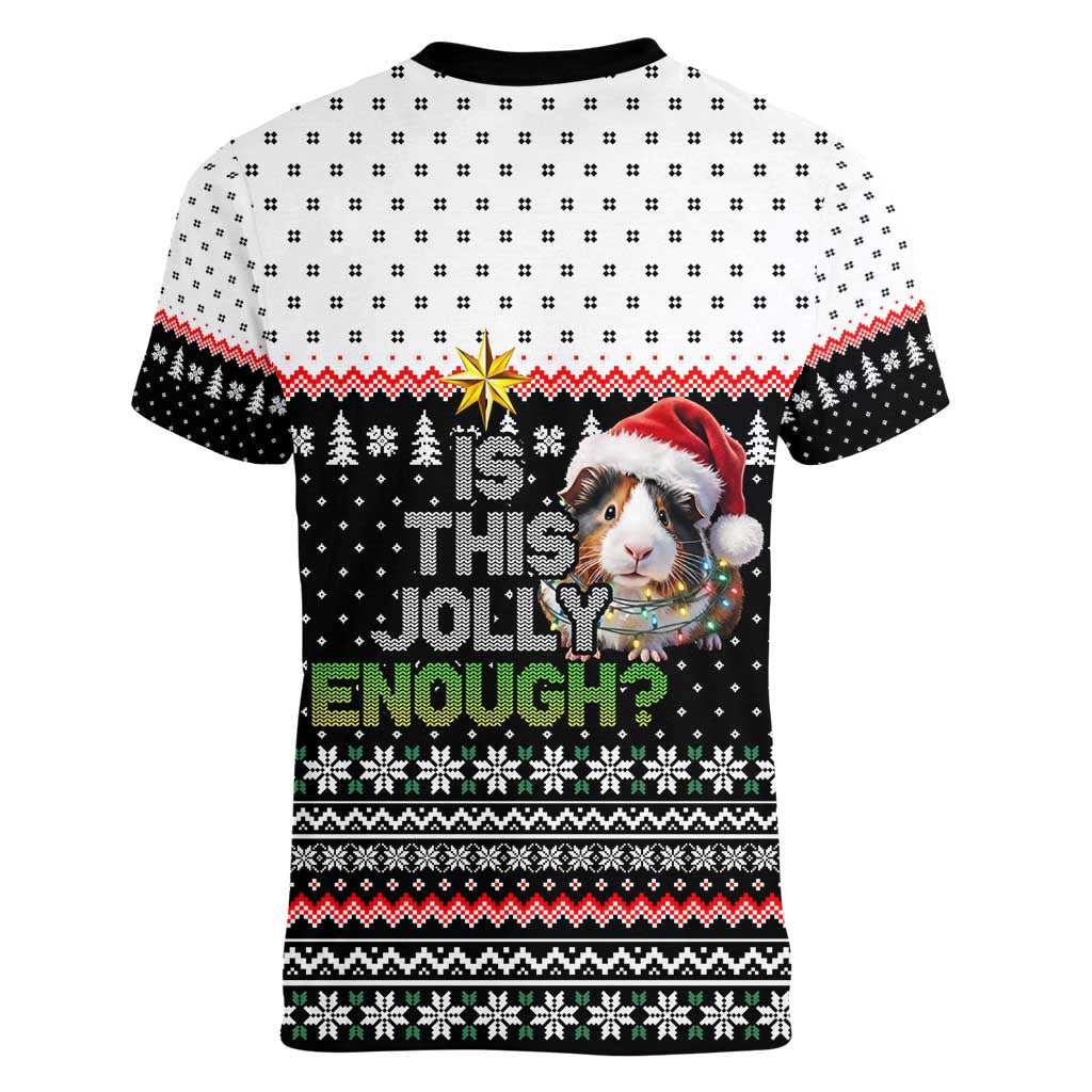 Christmas Is It Jolly Enough Guinea Pig Women V-Neck T-Shirt Xmas Holiday Patterns - Wonder Print Shop