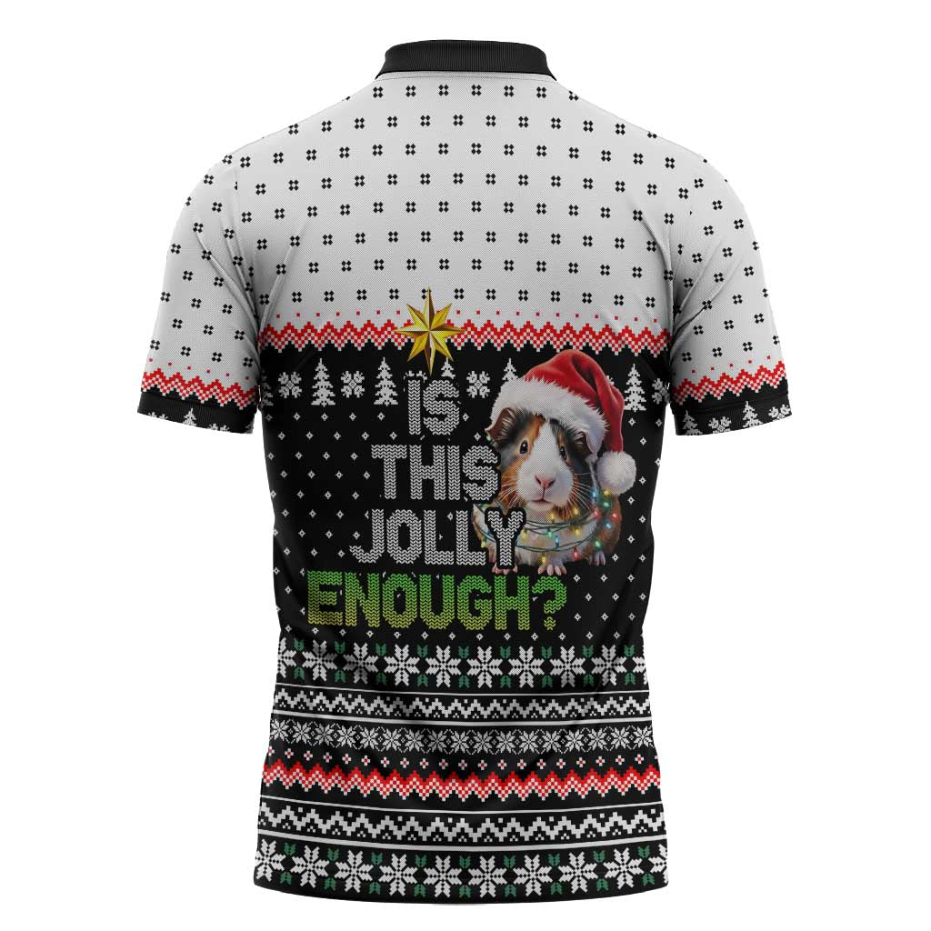 Christmas Is It Jolly Enough Guinea Pig Zipper Polo Shirt Xmas Holiday Patterns - Wonder Print Shop