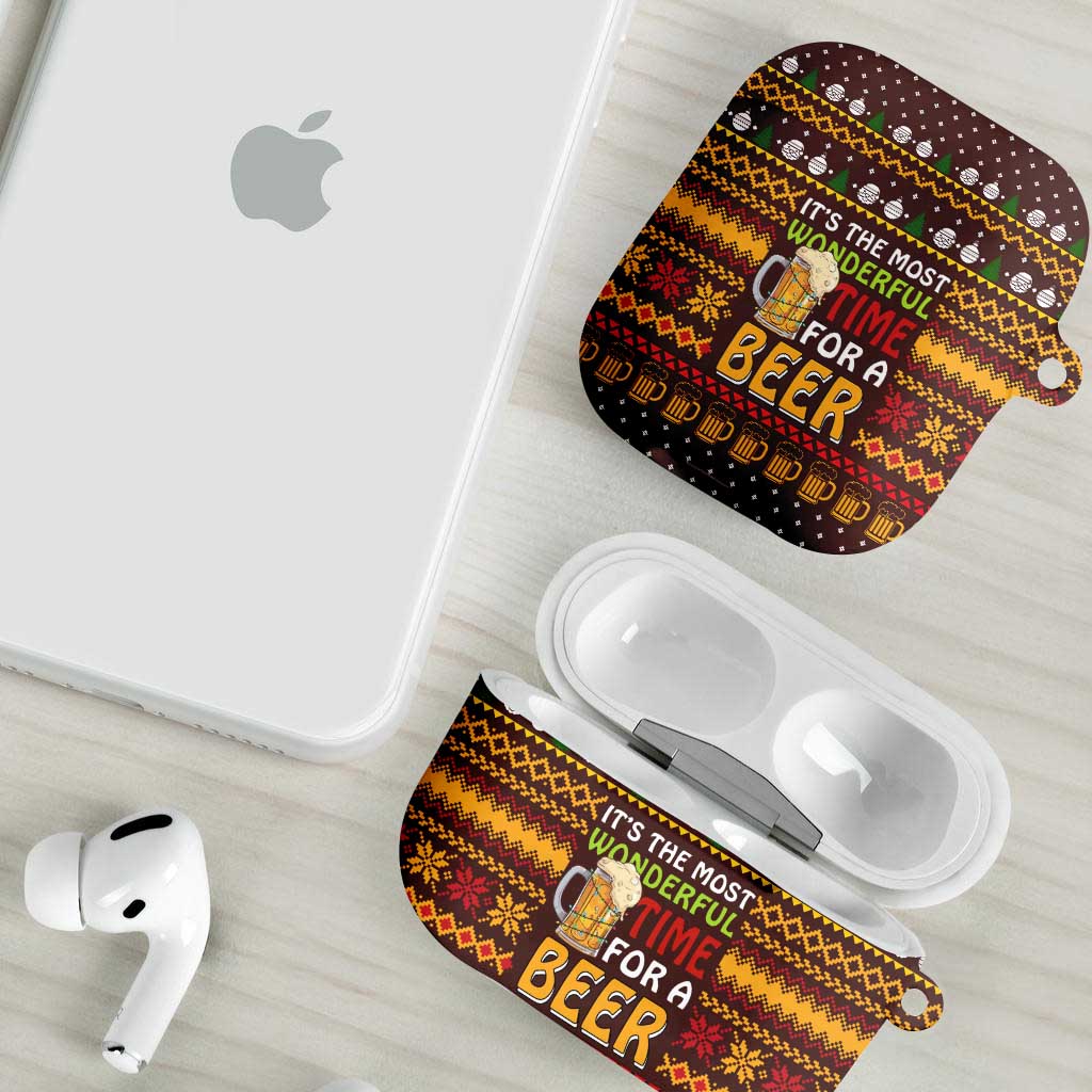 Christmas Its The Most Wonderful Time For A Beer AirPods Case Xmas Holiday Patterns - Wonder Print Shop