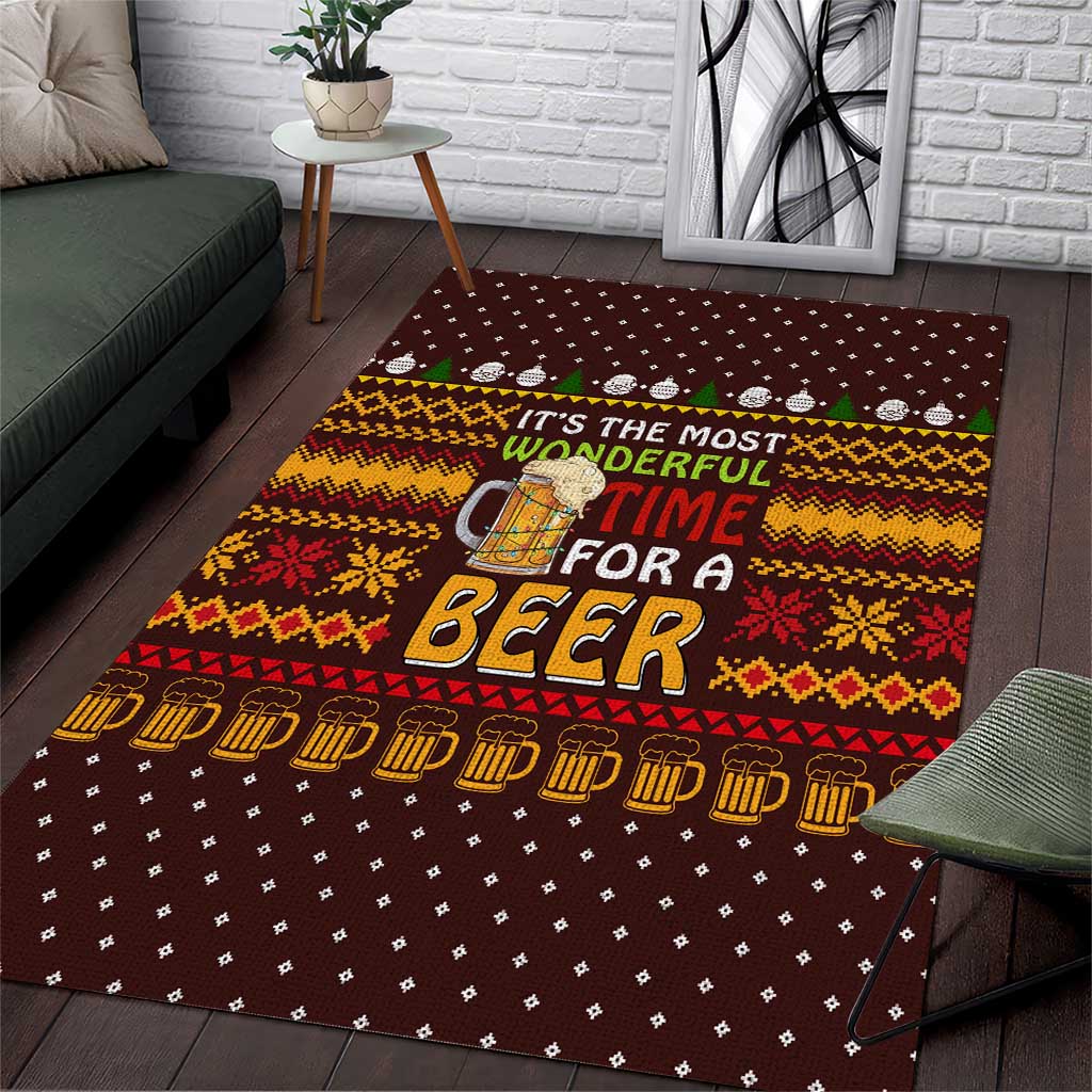 Christmas Its The Most Wonderful Time For A Beer Area Rug Xmas Holiday Patterns - Wonder Print Shop