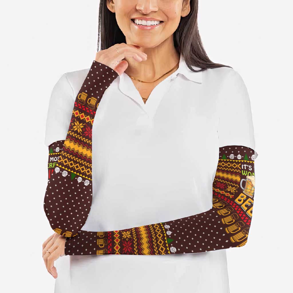 Christmas Its The Most Wonderful Time For A Beer Arm Sleeves Xmas Holiday Patterns - Wonder Print Shop