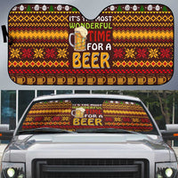 Christmas Its The Most Wonderful Time For A Beer Auto Sun Shade Xmas Holiday Patterns - Wonder Print Shop