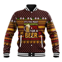 Christmas Its The Most Wonderful Time For A Beer Baseball Jacket Xmas Holiday Patterns - Wonder Print Shop