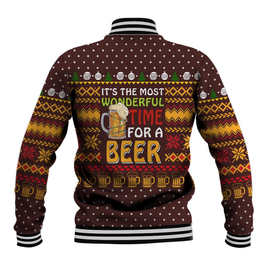 Christmas Its The Most Wonderful Time For A Beer Baseball Jacket Xmas Holiday Patterns - Wonder Print Shop
